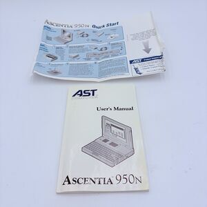 Vintage AST Ascentia 950N User Manual & Quick Start Guide Laptop Notebook